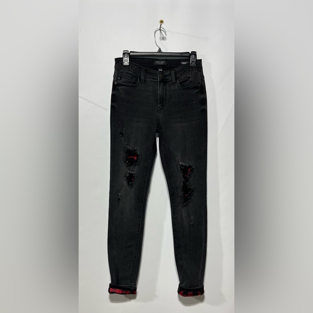 Judy Blue Mid-Rise Black Distressed Skinny Fit Jeans Size 3/26 Inseam  30”